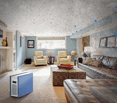 image of an air cleaner in a large room