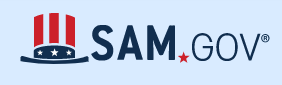This is a top hat in red white and blue colors with stars along the bottom and the URL SAM.GOV