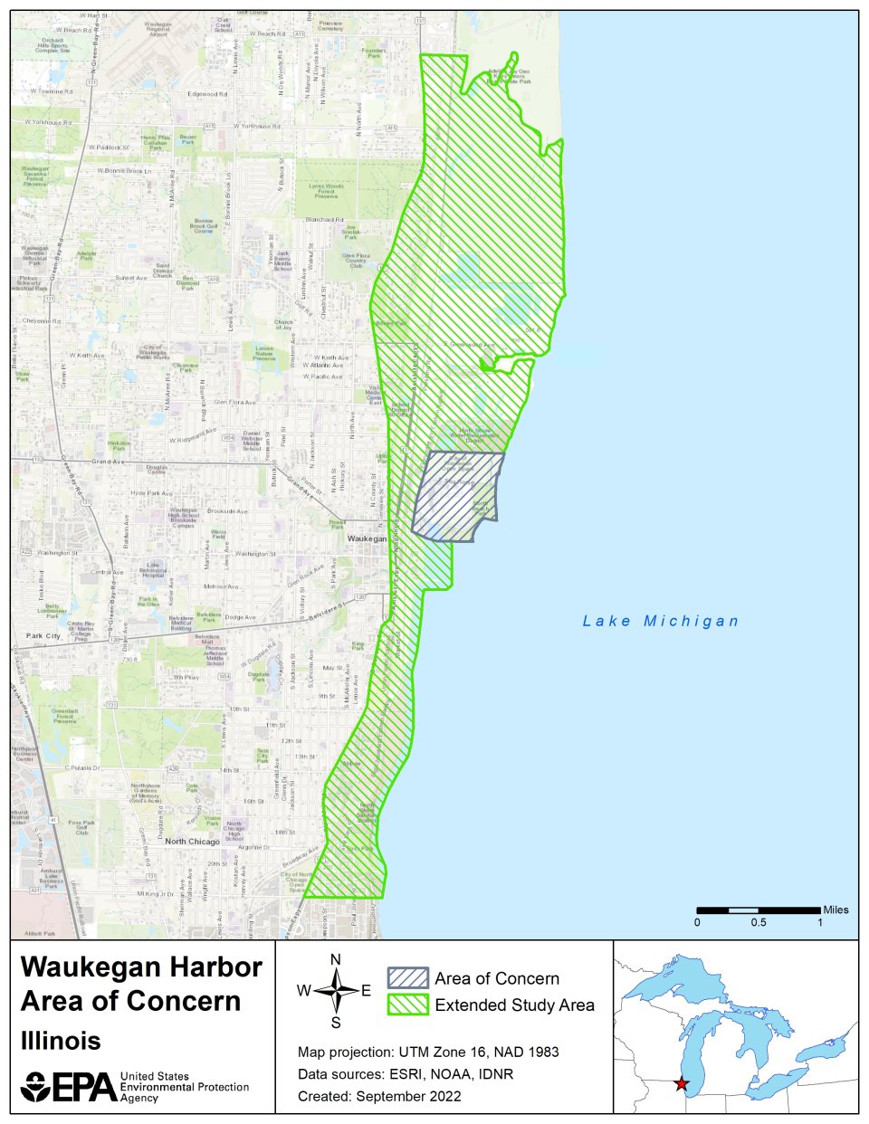 Waukegan Harbor AOC Boundary Map