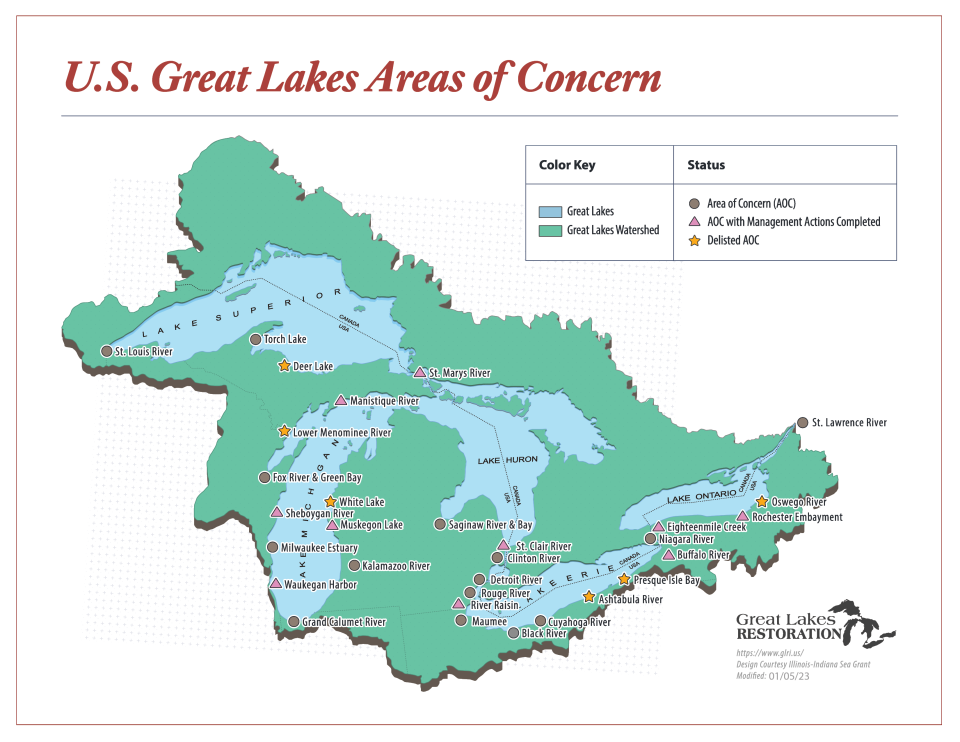 Great Lakes AOC Map Updated Jan. 2023