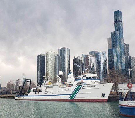 EPA's research vessel Lake Guardian docked at Navy Pier in Chicago. Photo courtesy of U.S. EPA. 