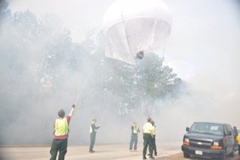 Image of a monitoring balloon used to track smoke