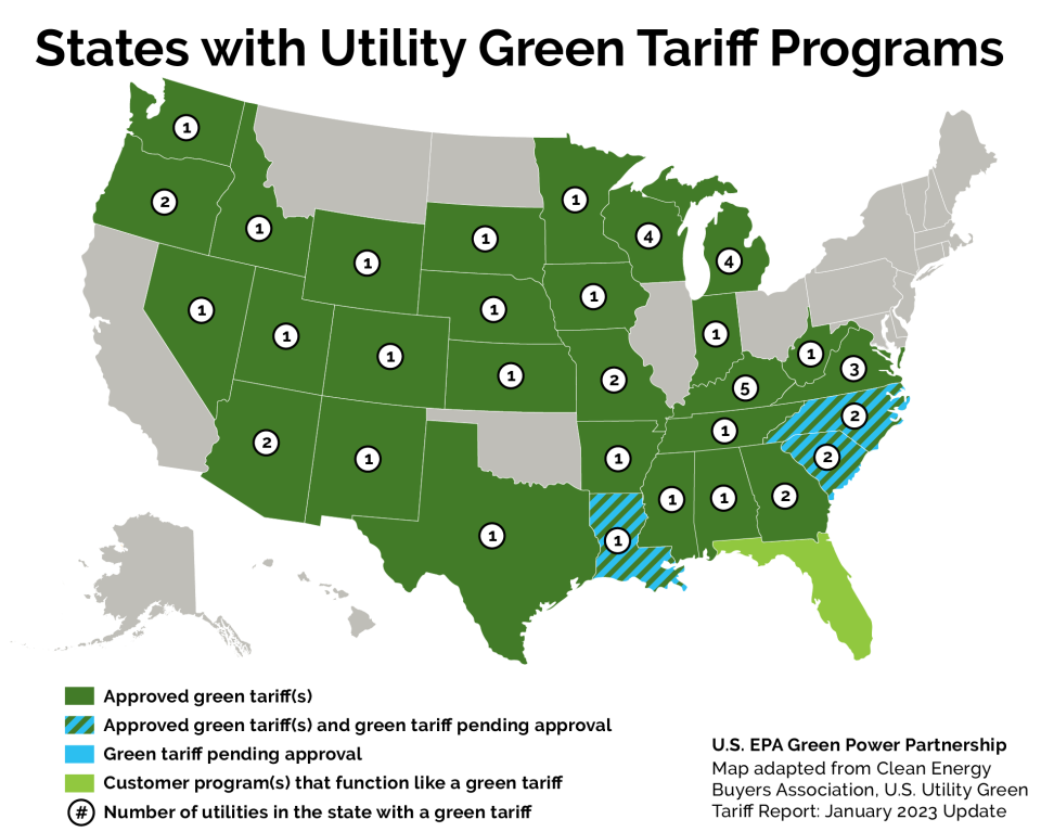 States with Utility Green Tariff Programs