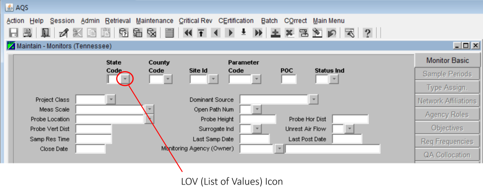 Example showing how to access the list of values