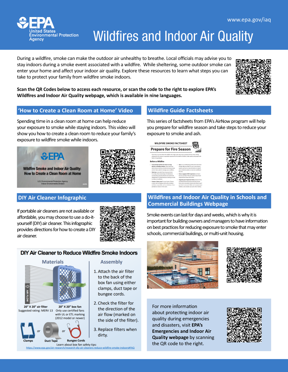 QR Code One Pager for Wildfires and IAQ