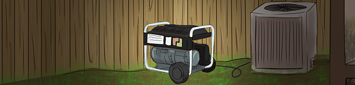 Close-up of a portable generator outside and away from the home.