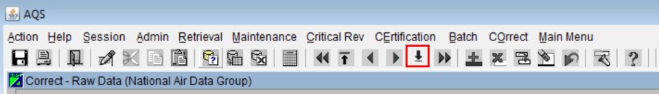 screenshot highlighting the AQS last record button