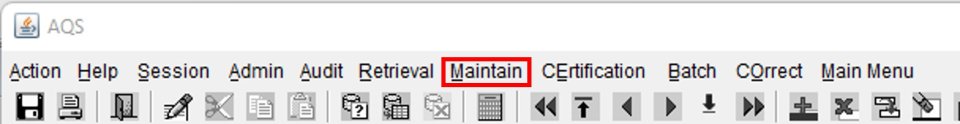 screenshot highlighting the maintain option in AQS