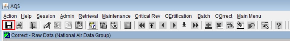 screenshot highlighting the AQS save button