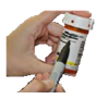 This is a photo of someone crossing out personal information from a pill bottle