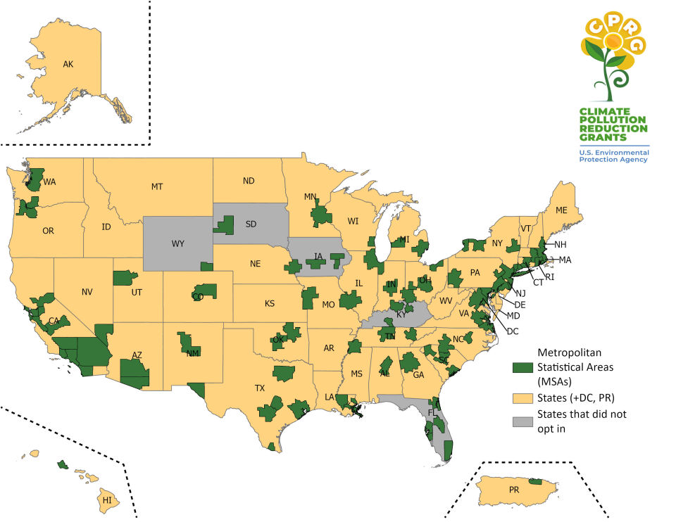 map of CPRG Planning Grantees