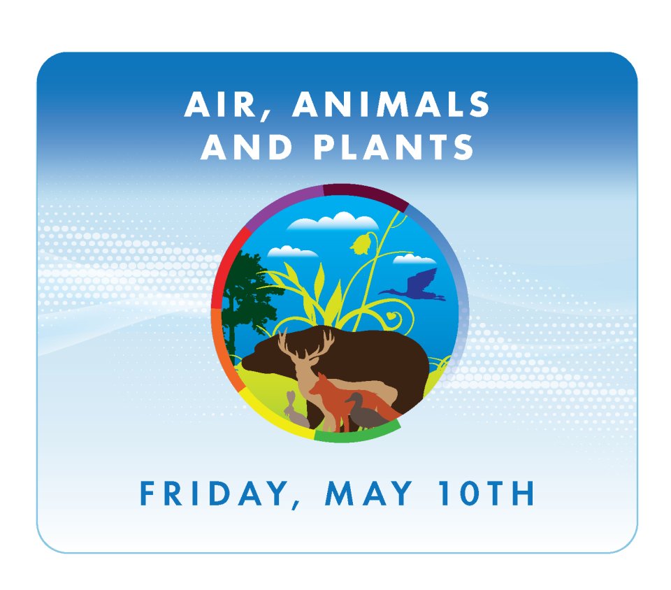 Logo for Friday of AQAW 2024. The theme “Air, Animal, and Plants” is depicted with silhouettes of wildlife in the outdoors