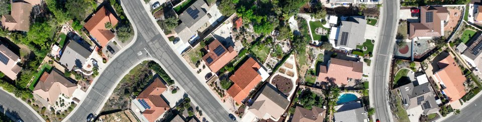 birds-eye view of neighborhood