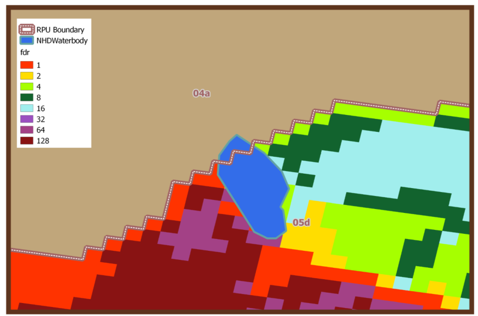 Example of a lake that extends beyond its RPU