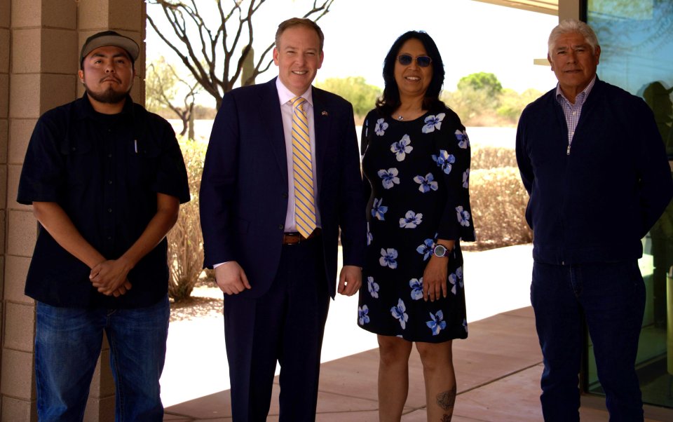 EPA Administrator Lee Zeldin poses for a photograph with Ak-Chin Indian Community members during his trip to Arizona, March 19, 2025