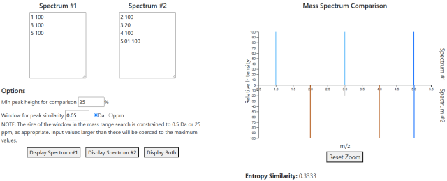 AMOS mass spectrum comparison