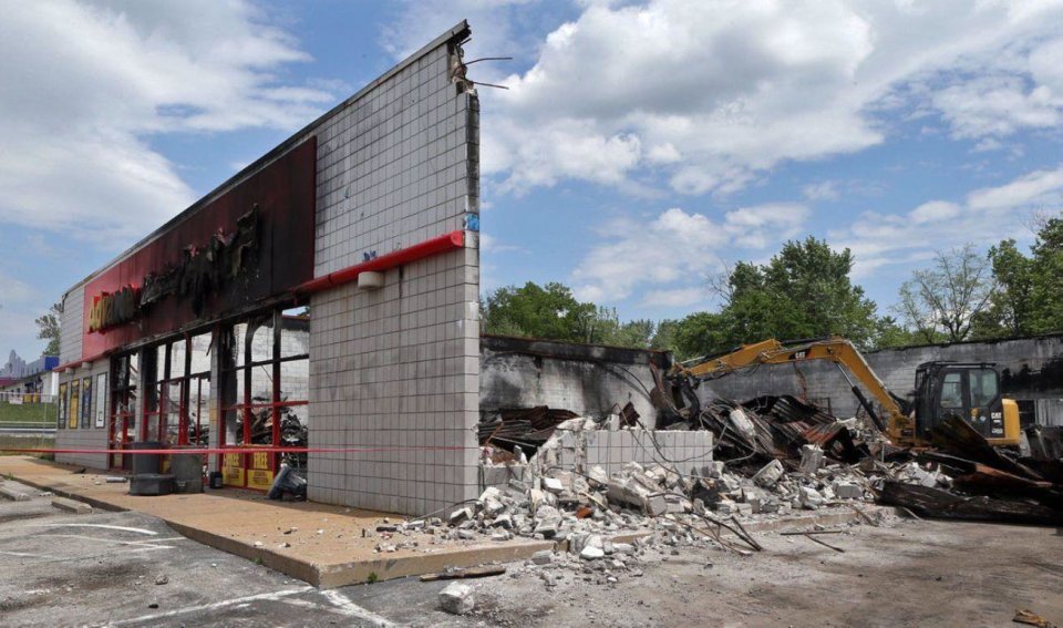 Photo of burned down building