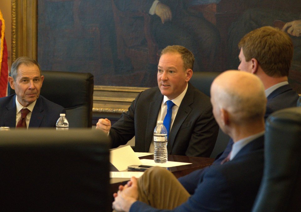 Senator John Curtis listens as Administrator Zeldin addresses a roundtable on air attainment issues in Utah