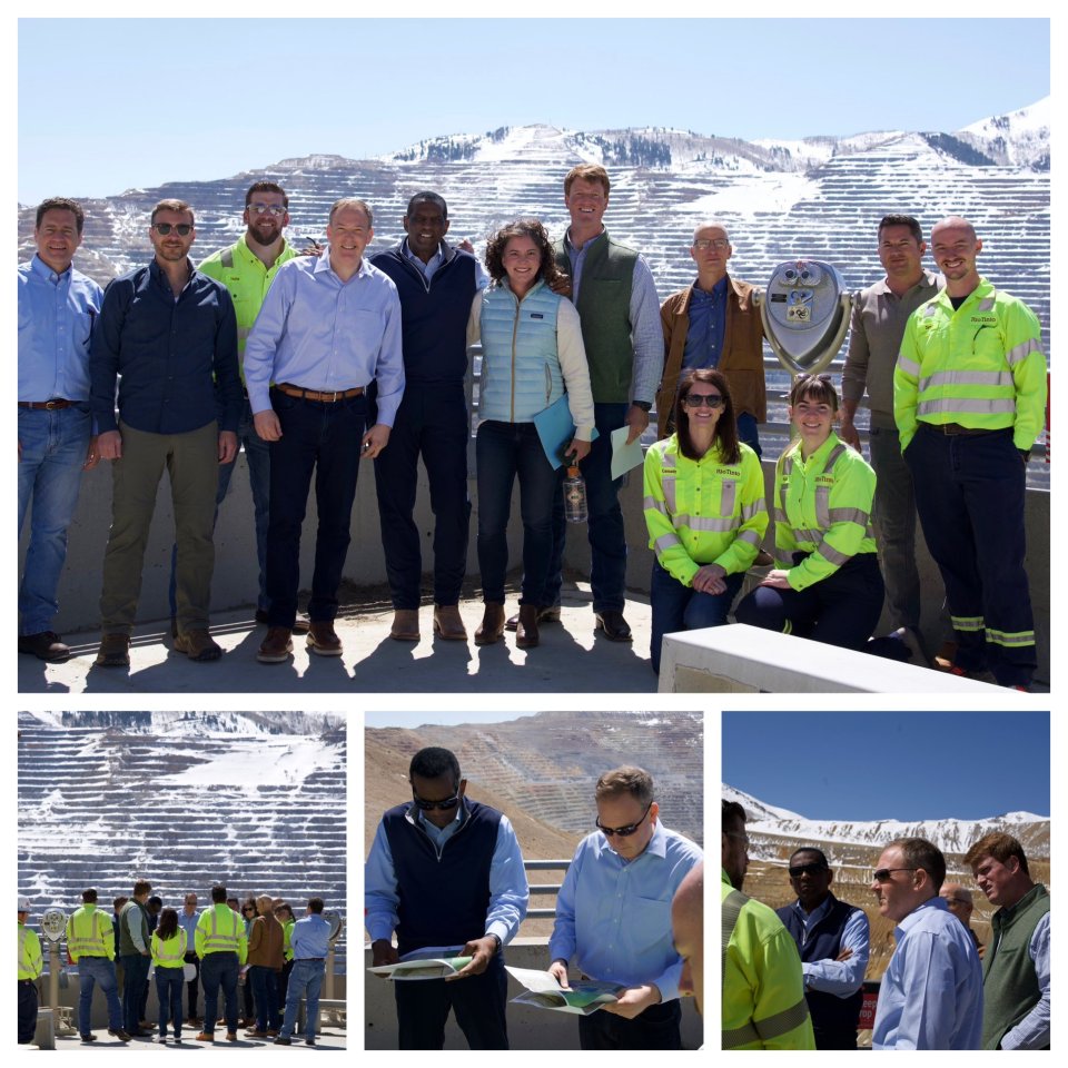 Administrator Zeldin, under sunny skies, poses with Rep. Burgess Owens and other visitors at Kennecott Copper Mine in Utah