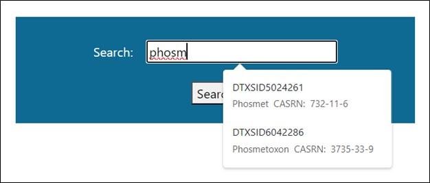 Search dropdown CHET
