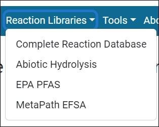 Reaction Libraries dropdown