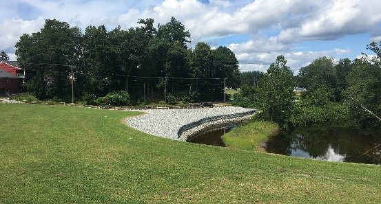 grass and a retaining wall