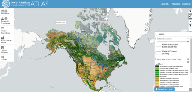 Screenshot of North American Environmental Atlas landing page