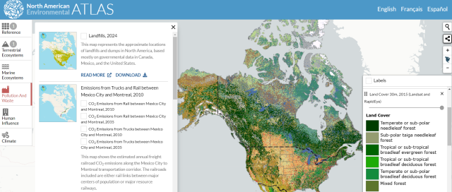 Screenshot of North American Environmental Atlas landing page