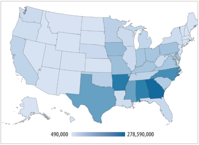 Figure 2. Map of U.S. Poultry Population, 2018.