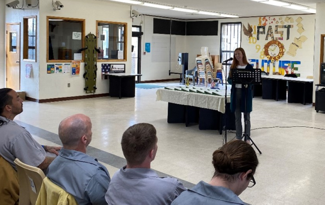 EPA Region 7 Administrator Meg McCollister speaks to graduates of the Green for Greene Program at the Ozark Correctional Center near Springfield, Missouri, on March 10, 2023.