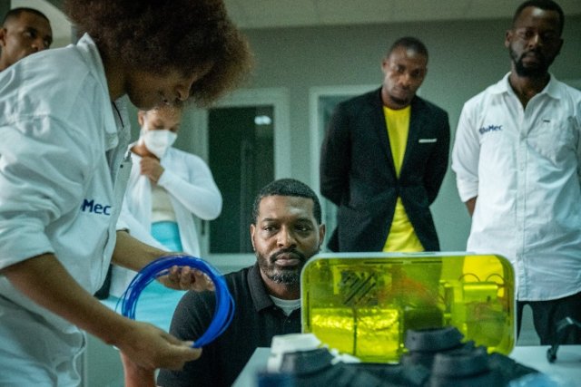 Administrator Regan at BioMec Factory in Manhiça, Mozambique where young researchers are upcycling plastics like fish nets and bottles into medical prosthetics to address the plastic pollution. January 23, 2024  