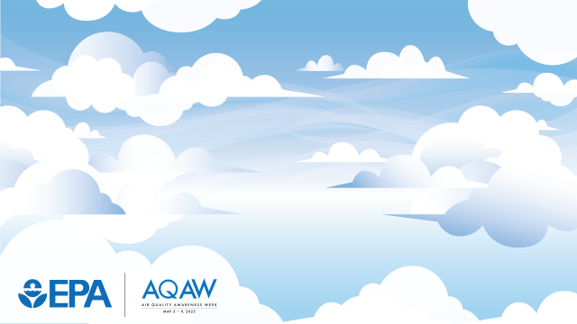 Clouds in the sky and the Air Quality Awareness Week logo