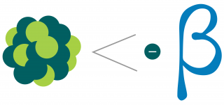 This image shows beta emitters coming out of a source represented by blue and green balls