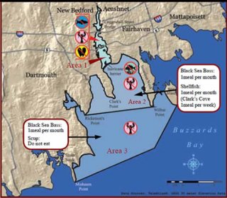 Map of 2010 EPA Recommendations on Fish Consumption for New Bedford Harbor