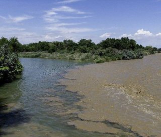 View of the confluence of Fountain Creek and the Arkansas River