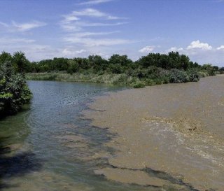 View of the confluence of Fountain Creek and the Arkansas River 