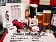 various household items collected to prepare for an emergency