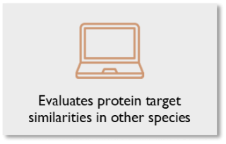 Evaluates protein target similarities in other species