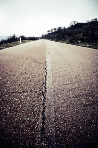closeup view of cracks in a road.