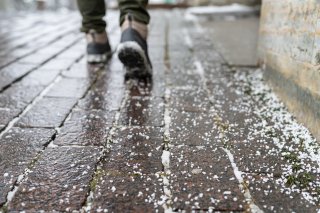 Salt on sidewalk