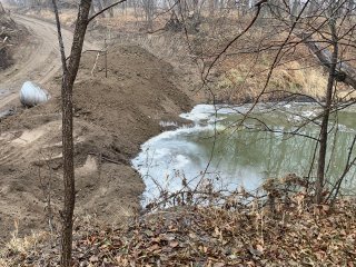 photo of underflow dam at TC Energy oil spill