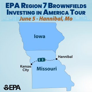 Map showing Brownfields Tour destination of Hannibal, Missouri