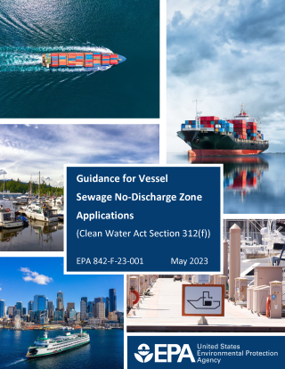 Front page of guidance document showing different vessel types and a pumpout sign