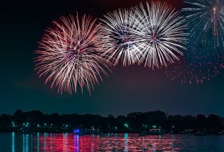 Fireworks over a body of water