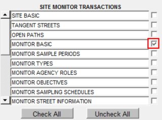 screenshot highlighting the monitor sample period selection in report options in AQS