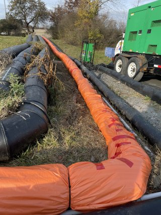 The Sulphur Run water bypass system is wrapped to prevent freezing