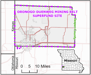 Oronogo-Duenweg Mining Belt Superfund Site locator map