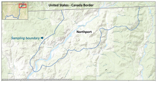 Topographic map of Northport area showing approximate boundary for lead soil sampling.