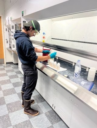 Brian Pinkard, CTO & Co-Founder, preparing samples