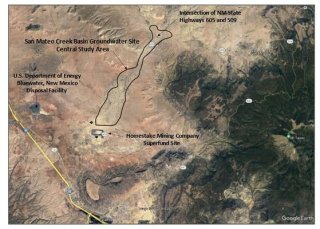 A topographical map of a portion of New Mexico, with the study area outlined.